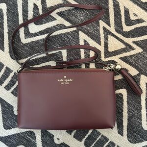 Kate Spade NY Ivy Street Amy Tassel Leather Crossbody Bag - dark cherry